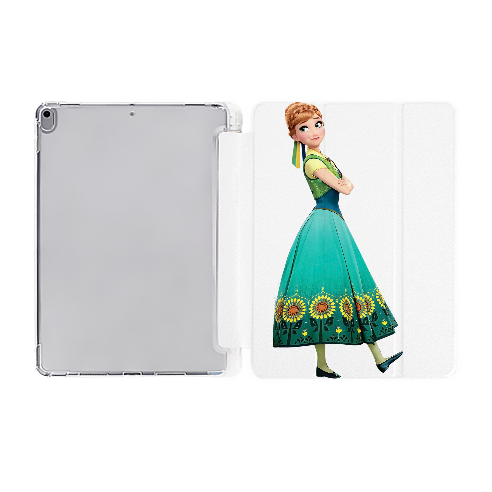 （画像用） アナと雪の女王 アンナ エルサ Frozen Anna Elsa IPad ケース ペン収納付き 三つ折りスタンド PUレザー×シリコン 対応機種9.5/10.5/10.9インチ